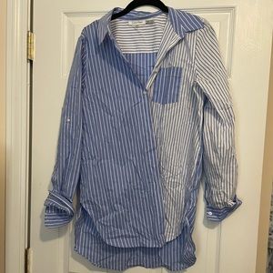 Calvin Klein Two Toned Menswear Style Button Up